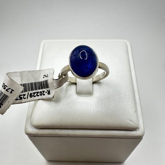 NWT 9x11mm oval cut Tanzanite cabochon solitaire ring in sterling silver! - Picture 11 of 11
